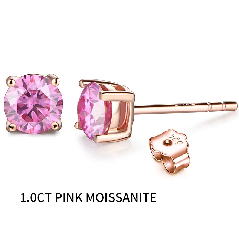 silver moissanite earrings stylish minimalist stud with stone in the middle gram moissanite for everyday wear