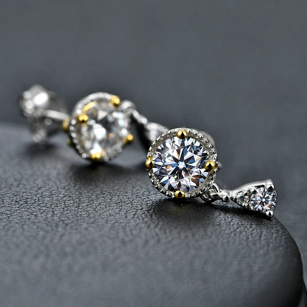 silver moissanite stud earrings transformed into clepsydra drop shape gram moissanite for a unique and polished finish