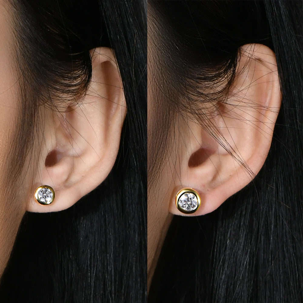 gold moissanite earrings elegant stud design gram moissanite for a timeless look