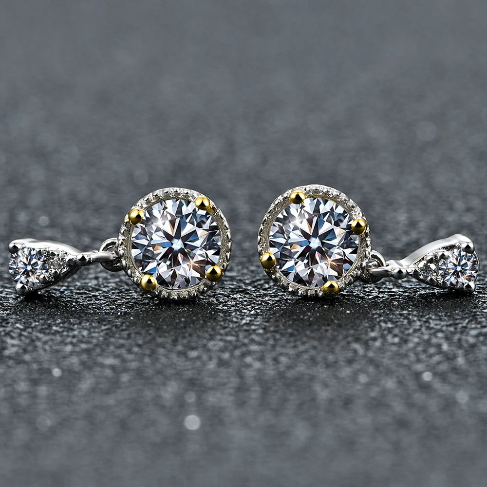 silver moissanite cluster earrings elegant clepsydra drop form lab created diamonds for a dazzling and artistic effec