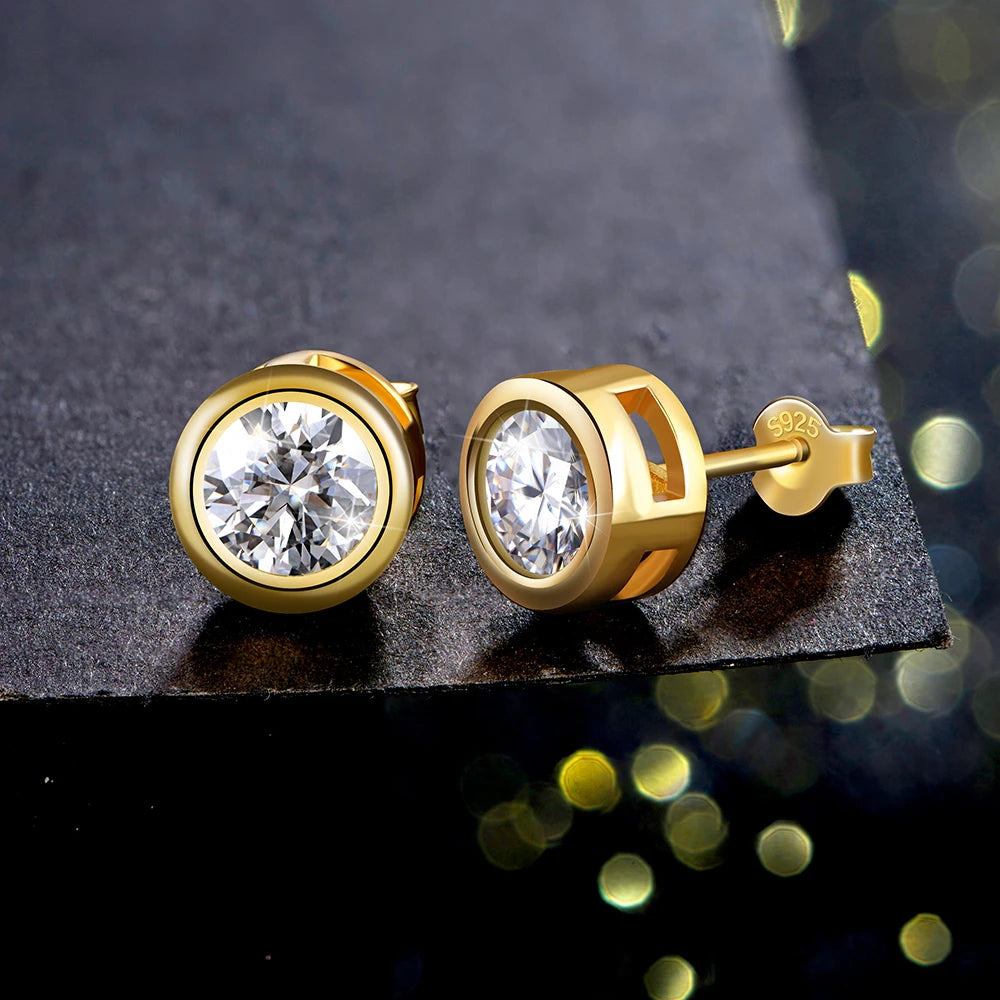 gold moissanite earrings classic stud style infinity diamond jewellery for a sophisticated touc