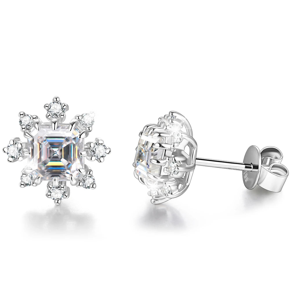 silver moissanite earrings stylish snowflake pattern infinity diamond jewellery for a unique sparkle