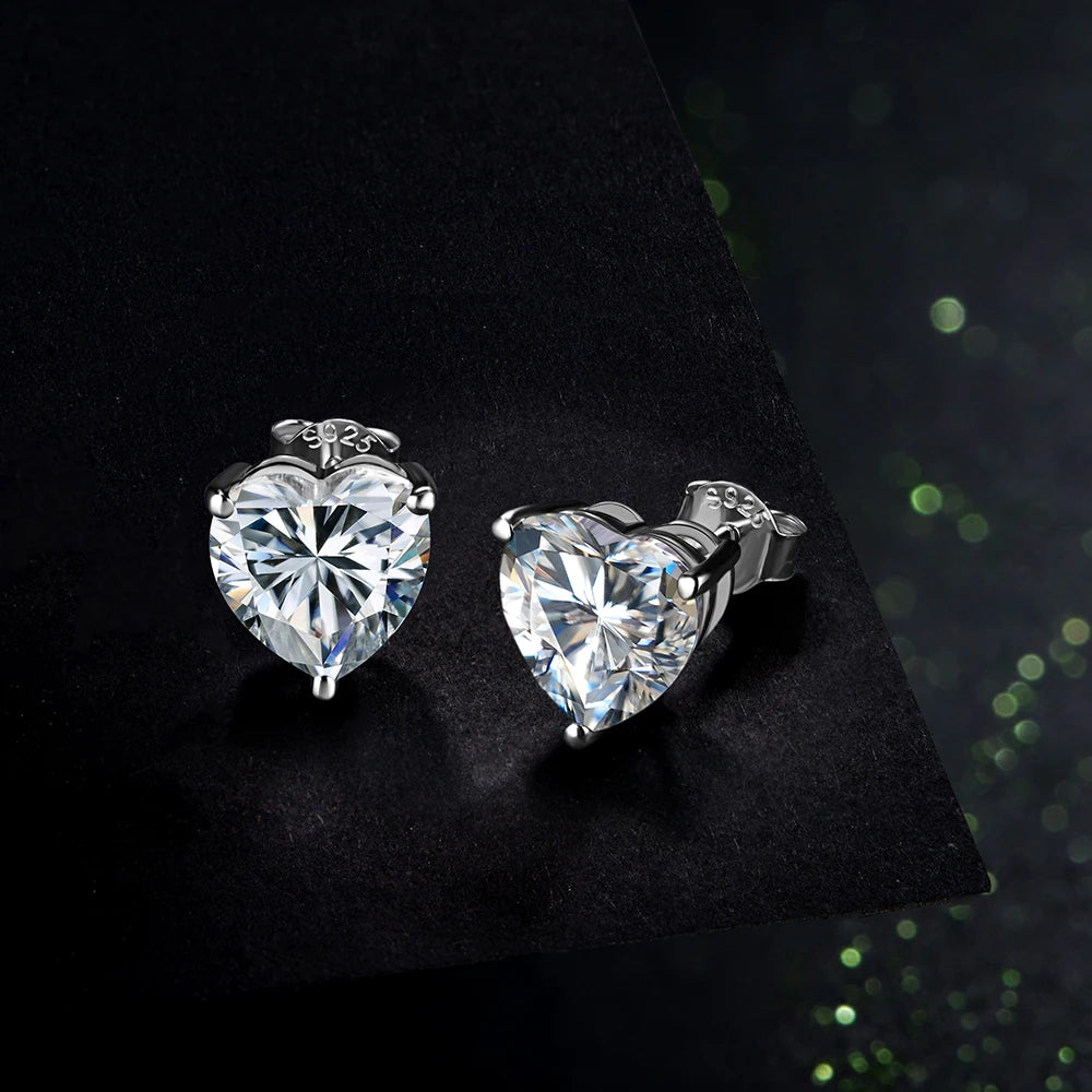 silver moissanite floral earrings nature-inspired heart stone cut infinity jewelry for a delicate touch