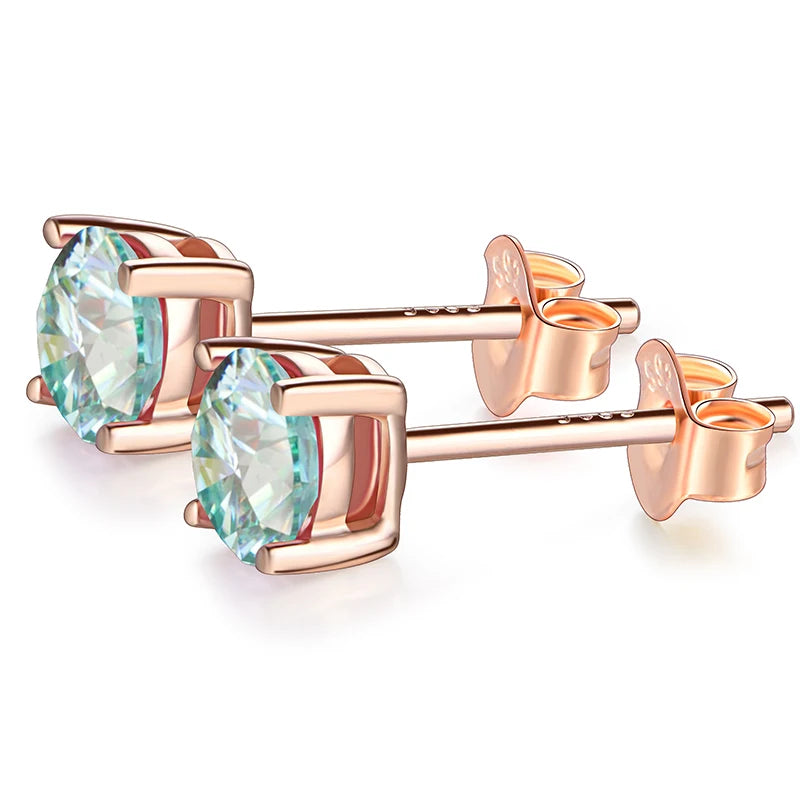 silver moissanite earrings delicate minimalist stud with stone in the middle lab created diamonds for a refined look