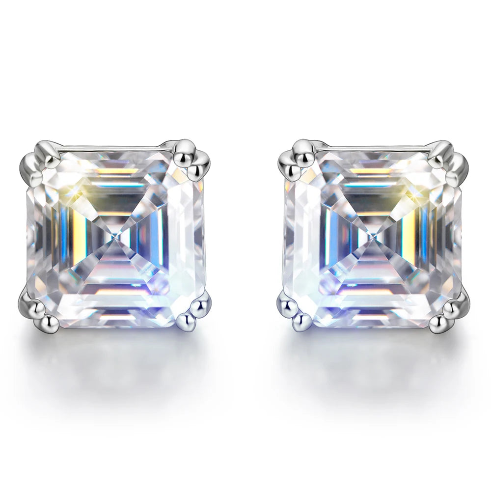 Silver moissanite earrings gift for her