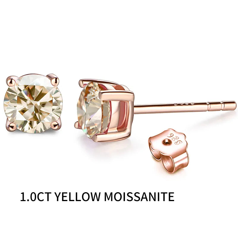 gold moissanite clip earrings lightweight minimalist stud with stone in the middle infinity jewelry for refined beauty