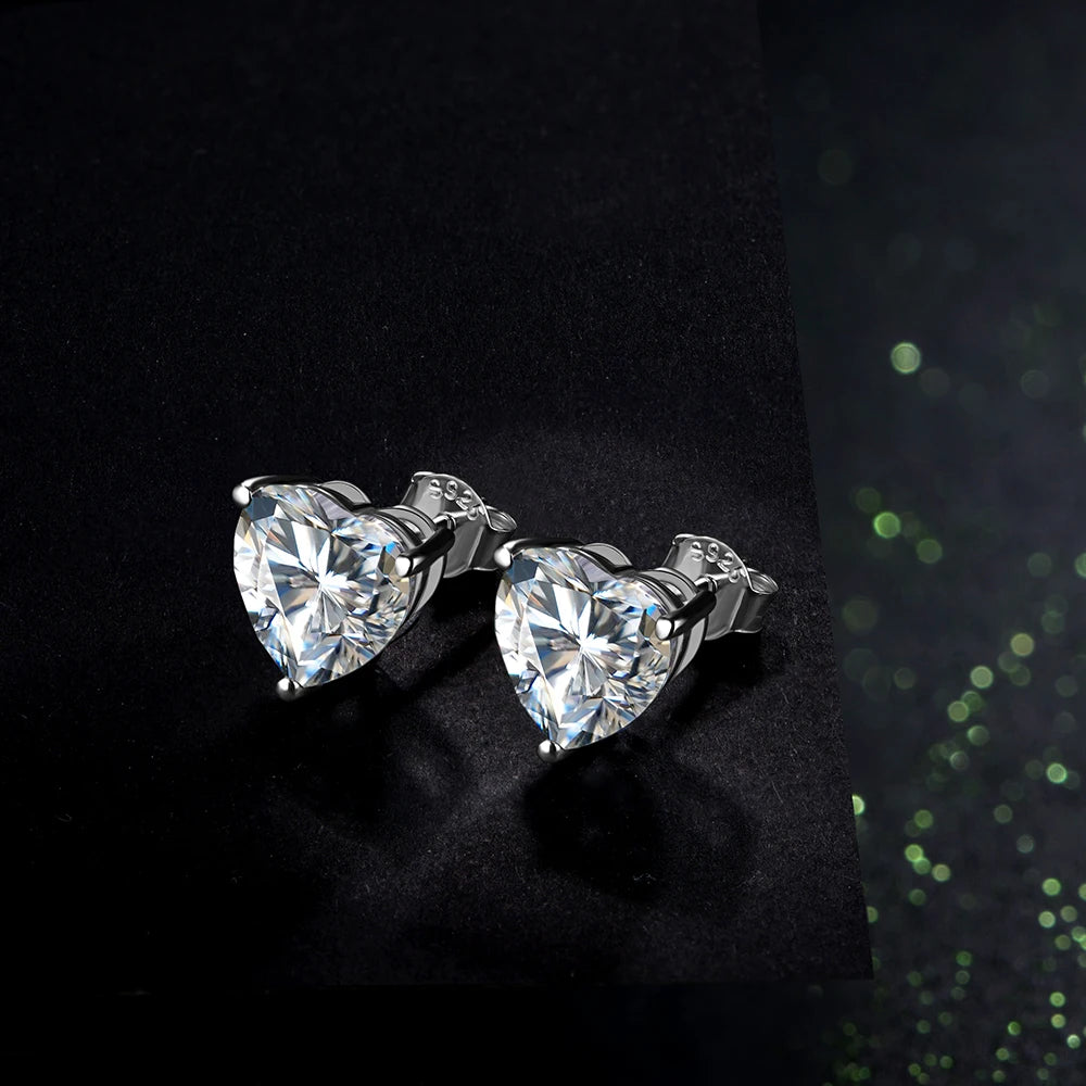 silver moissanite clip earrings stylish heart stone cut infinity diamond jewellery for a timeless look