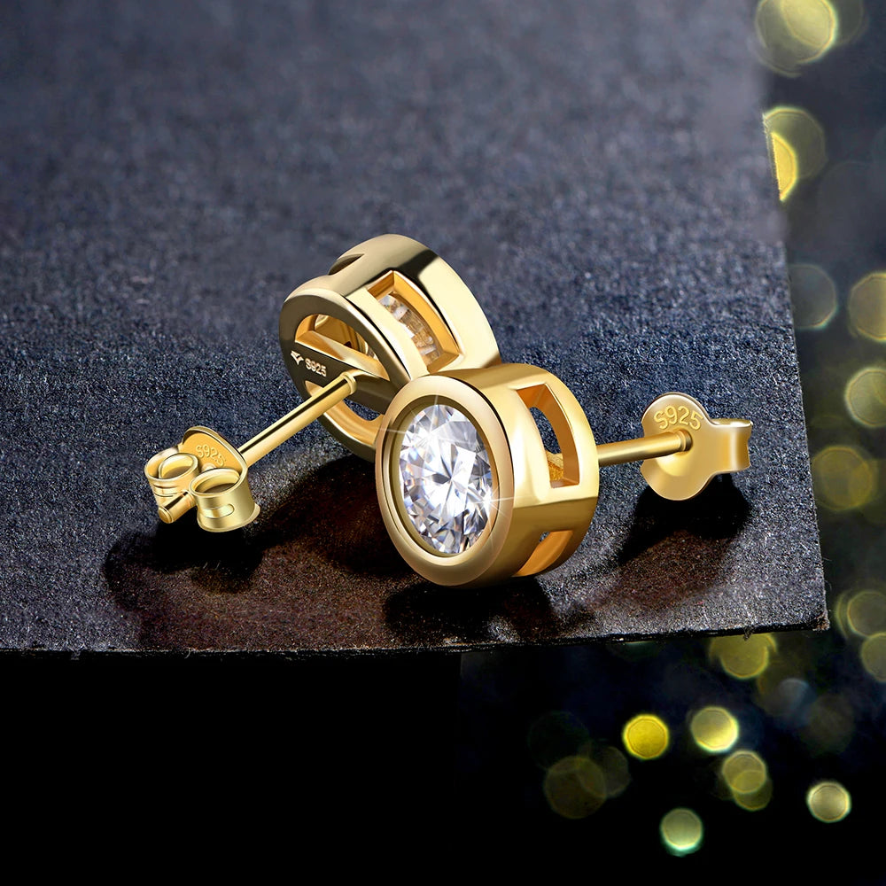 gold moissanite earrings delicate stud arrangement infinity diamond jewellery for a dazzling effect