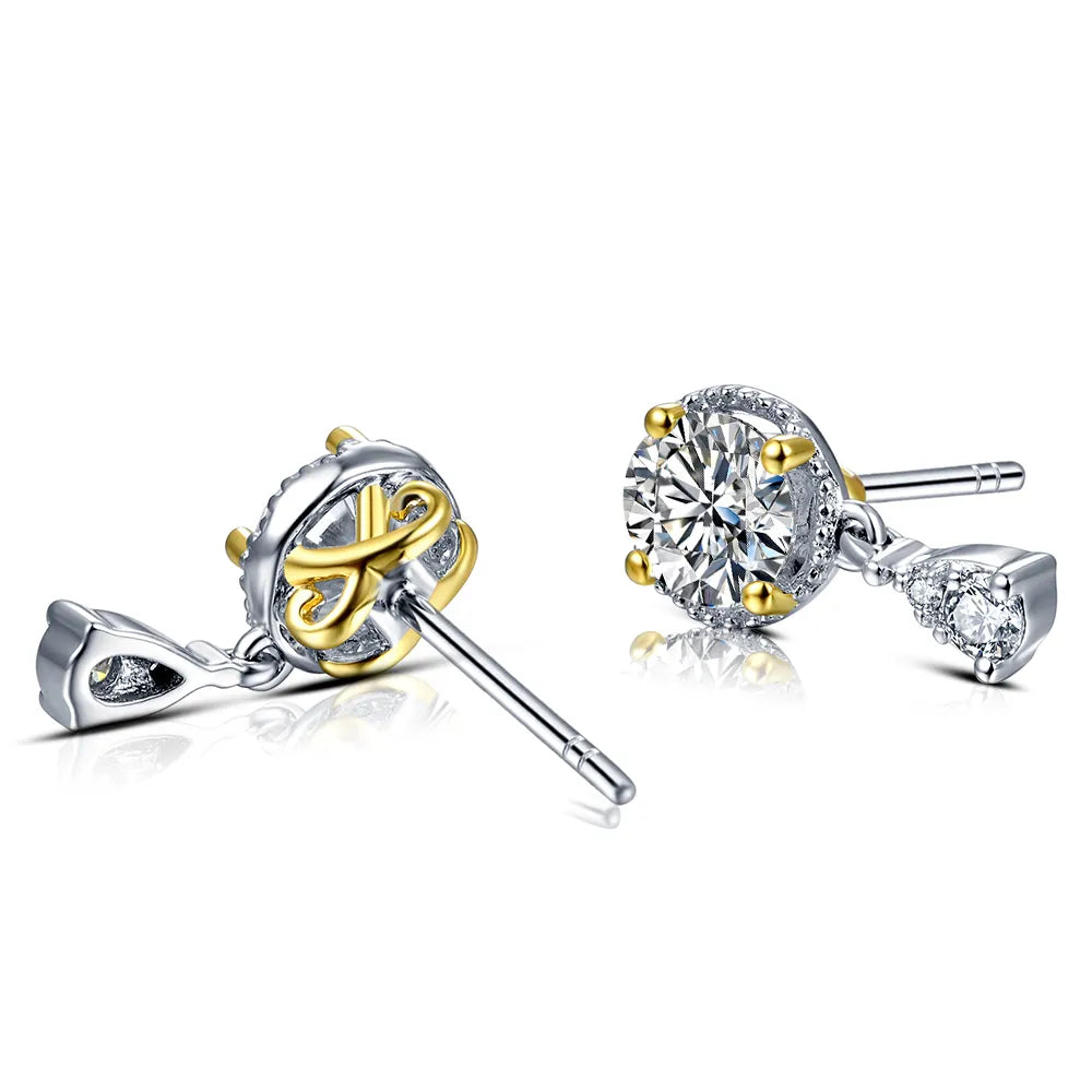 silver moissanite earrings delicate clepsydra drop style lab created diamonds for a modern yet classic elegance