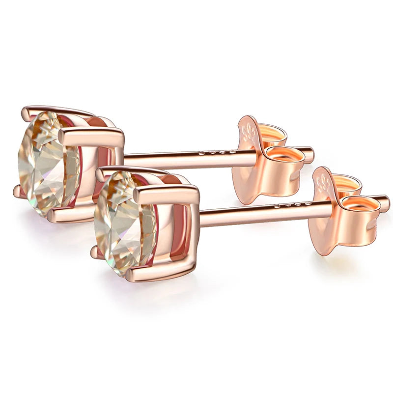 gold moissanite earrings classic minimalist stud with stone in the middle infinity diamond jewellery for timeless beauty