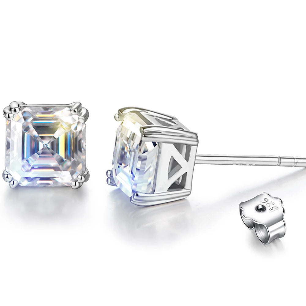 silver moissanite earrings subtle minimalist asscher stone cut infinity diamond jewellery for an understated touch