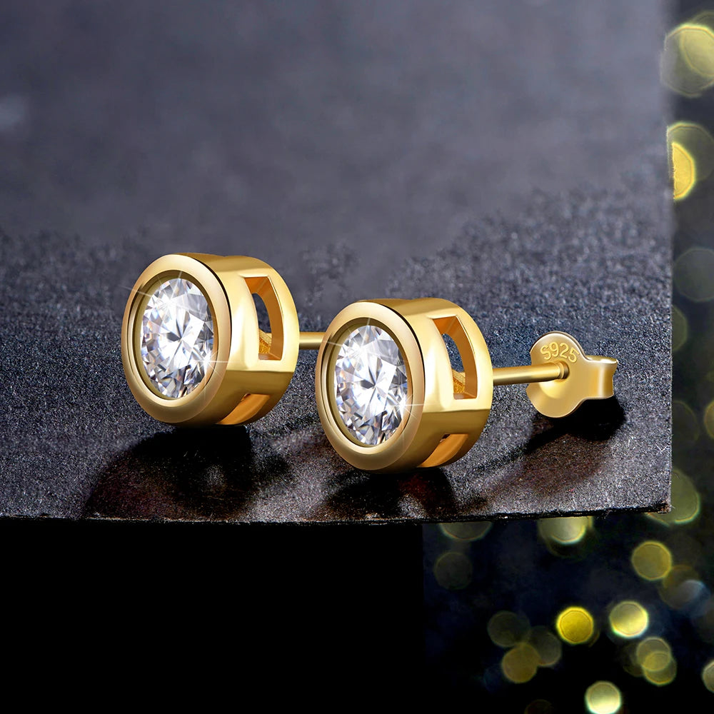 gold moissanite earrings delicate stud arrangement infinity diamond jewellery for a dazzling effect