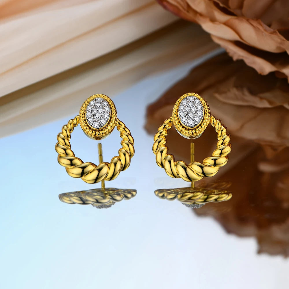 gold moissanite earrings stylish victorian twirl shape infinity diamond jewellery for timeless beauty