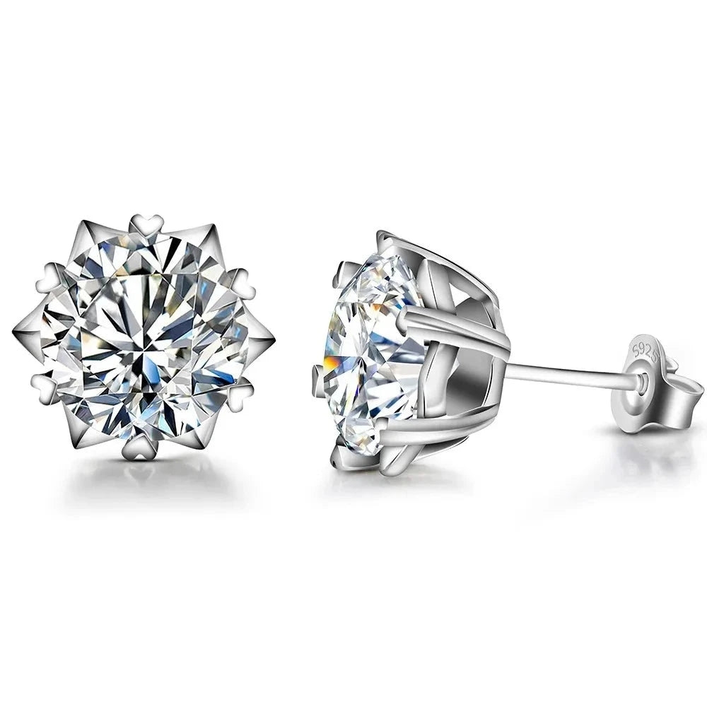 silver moissanite earrings classic simple stud shape gram moissanite for a traditional yet modern style