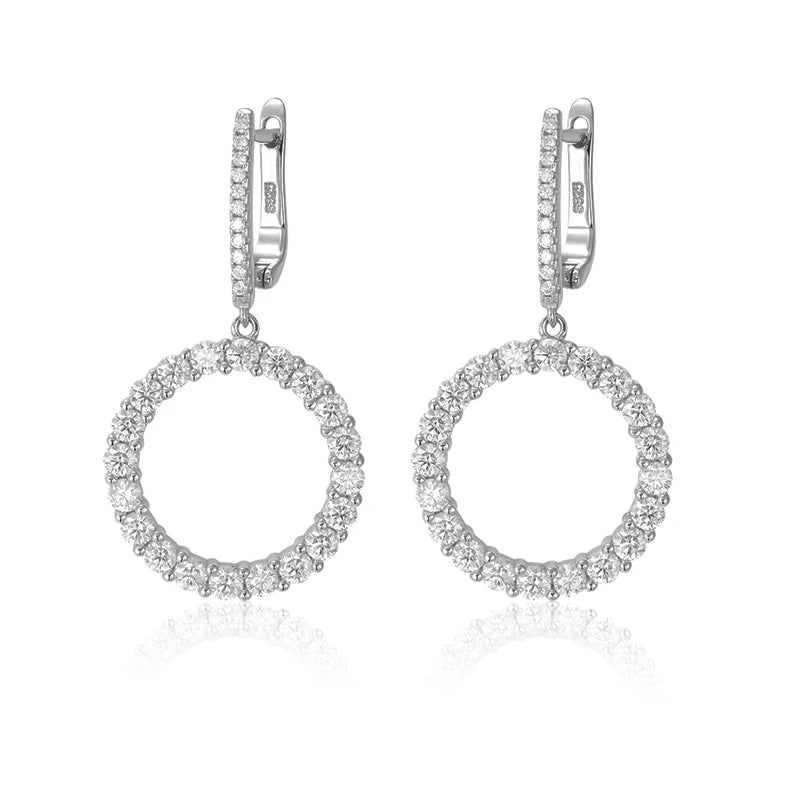 silver moissanite halo earrings radiant drop earrings with multi small moissanite stones infinity diamond jewellery for a dazzling effect