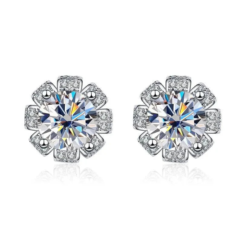silver moissanite earrings round cut brilliant sparkle for elegant everyday wear