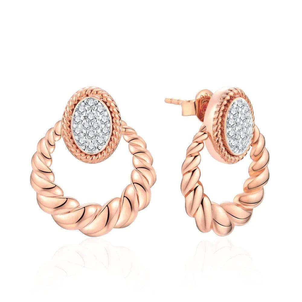 gold moissanite drop earrings sophisticated victorian twirl design infinity diamond jewellery for an elegant finish