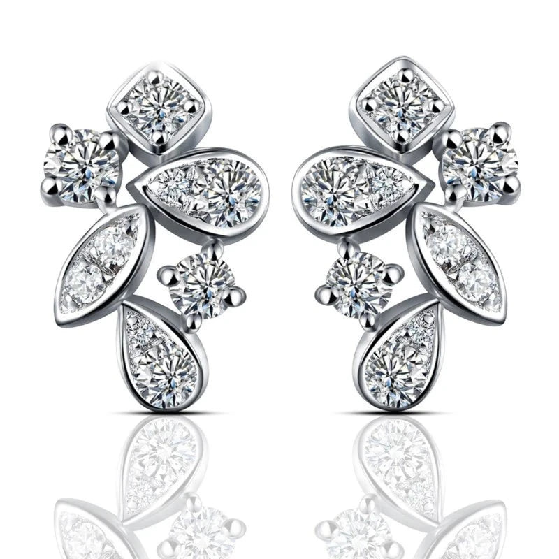 silver moissanite earrings elegant design with multi cut stones gram moissanite for a sophisticated touch