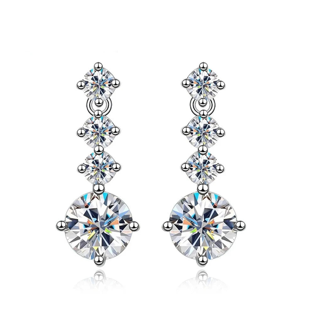 silver moissanite earrings designed with elegance gram moissanite for a timeless drop style