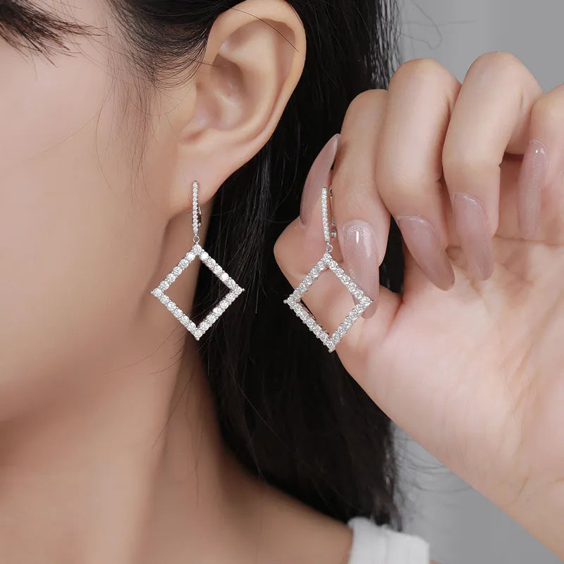 silver moissanite earrings timeless drop earrings with multi small moissanite stones gram moissanite for an elegant finish