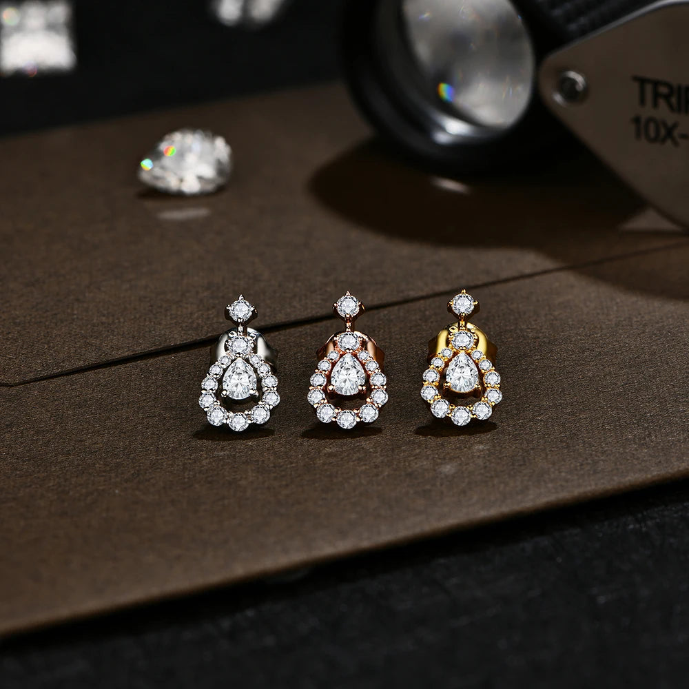 Luxurious gold moissanite earrings, perfect for formal events.