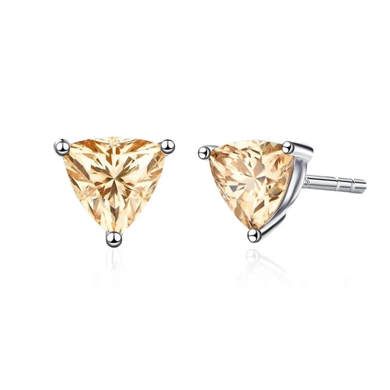silver moissanite earrings delicate minimalist stud trillion cut stone infinity jewelry for sophisticated style