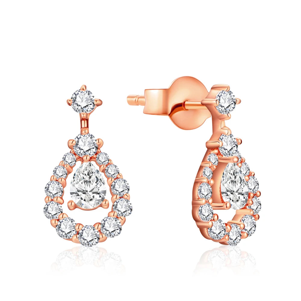 Sleek silver moissanite drop earrings that enhance any outfit.