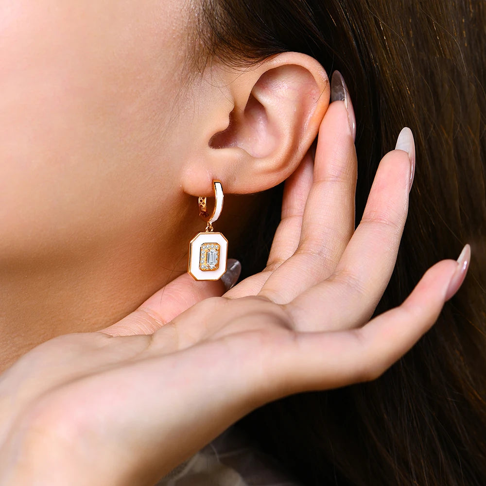gold moissanite earrings graceful white drop with main middle stone surrounded by smaller stones infinity jewelry for an exquisite statement piece