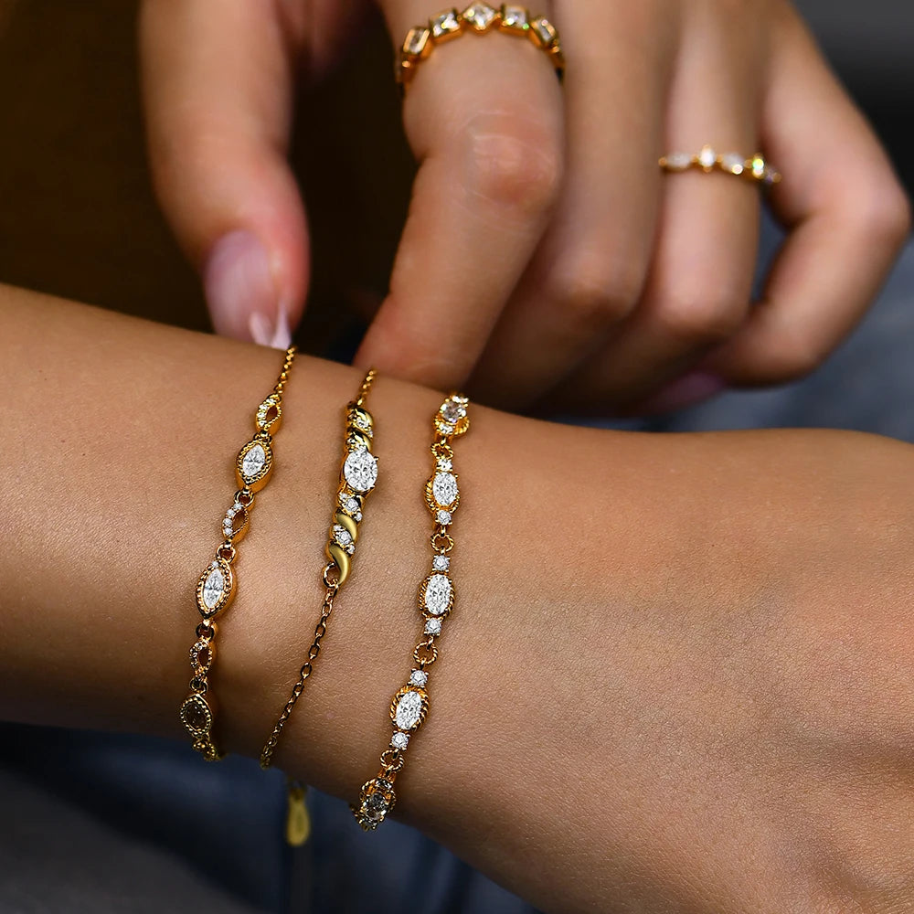 Woman wearing diamond bracelets