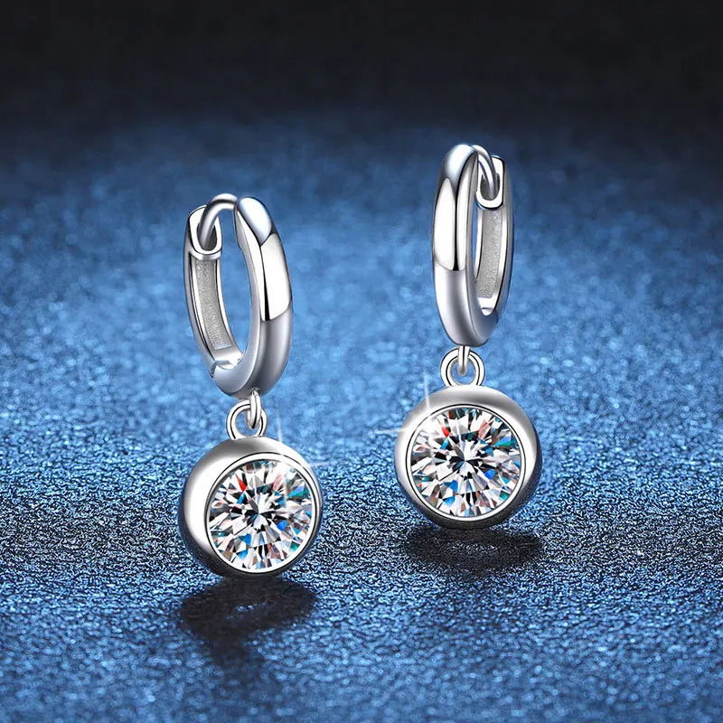 silver moissanite earrings delicate drop earrings with a small stone lab created diamonds for everyday elegance
