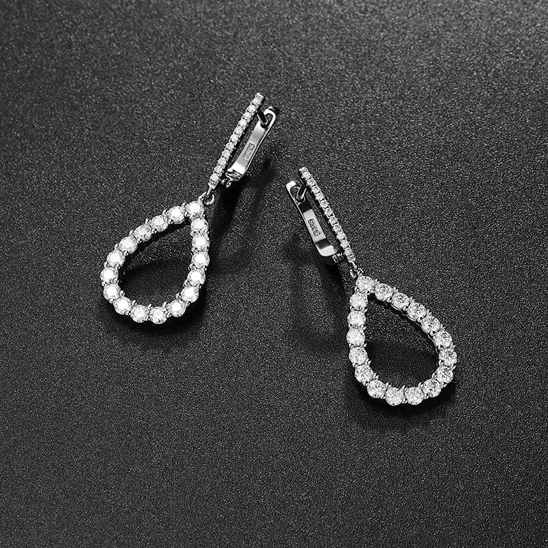 silver moissanite earrings modern drop earrings with multi small moissanite stones infinity jewelry for a classic appeal