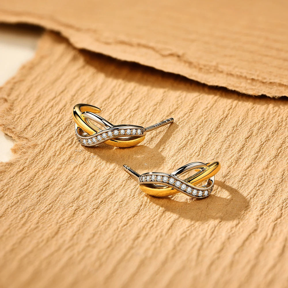 gold moissanite earrings refined yet comfortable infinity jewelry perfect for work and casual wear