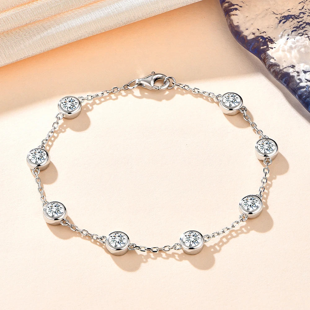 Moissanite stones set in a gorgeous silver moissanite bracelet for women