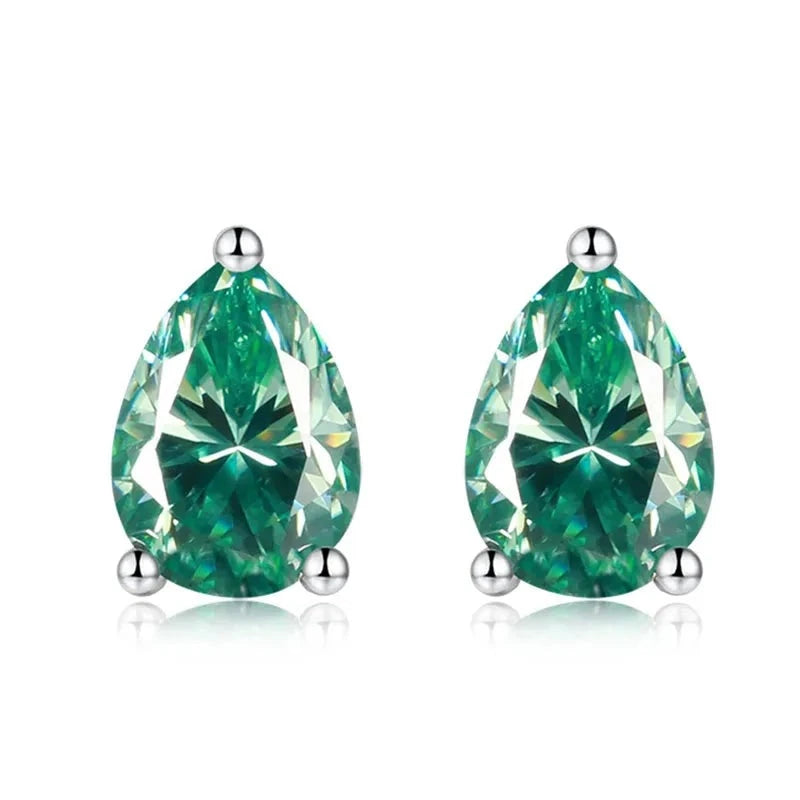 silver moissanite cluster earrings with green pear moissanite infinity diamond jewellery for a sophisticated touch