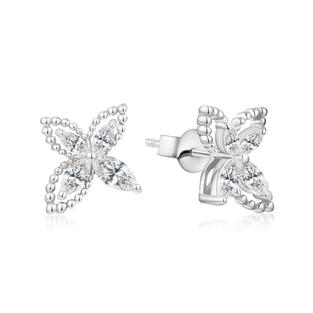 gold moissanite earrings radiant stud shaped as a robin infinity diamond jewellery for a luxurious sparkle