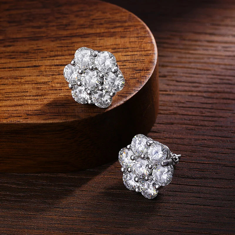silver moissanite cluster earrings with dazzling stones infinity diamond jewellery for a sophisticated look