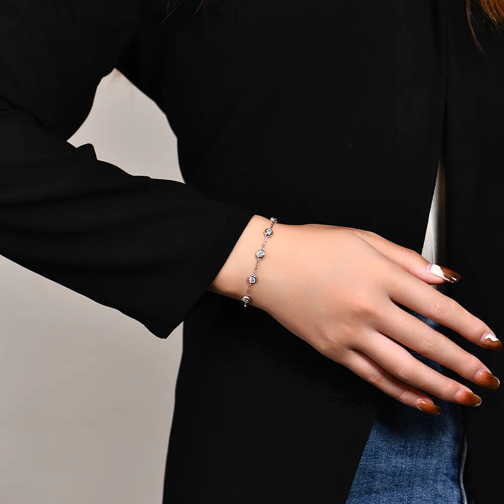 Close-up of a lab grown diamond bracelet