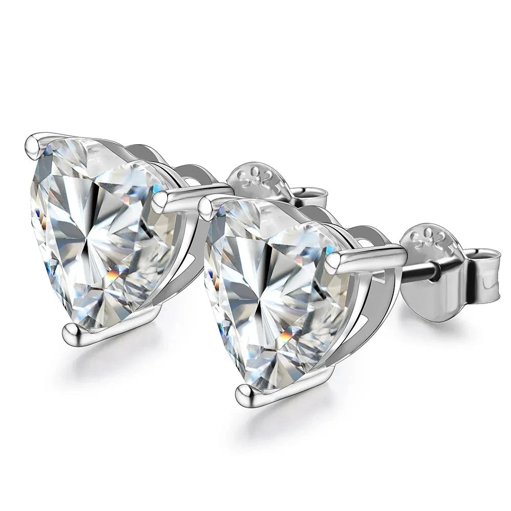 silver moissanite earrings elegant heart stone cut gram moissanite for a romantic touch