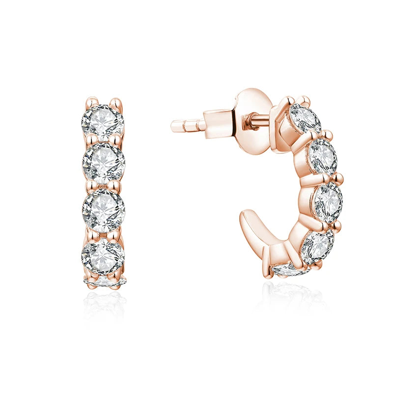 rose gold moissanite round earrings with an elegant loop design infinity diamond jewellery for a sophisticated look
