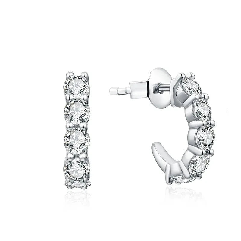 silver moissanite earrings featuring elegant loop design gram moissanite for a modern look