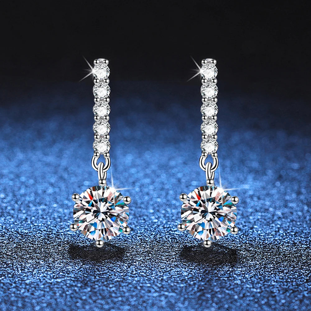silver moissanite earrings delicate drop earrings with moissanite stone at the bottom lab created diamonds for a sophisticated touch
