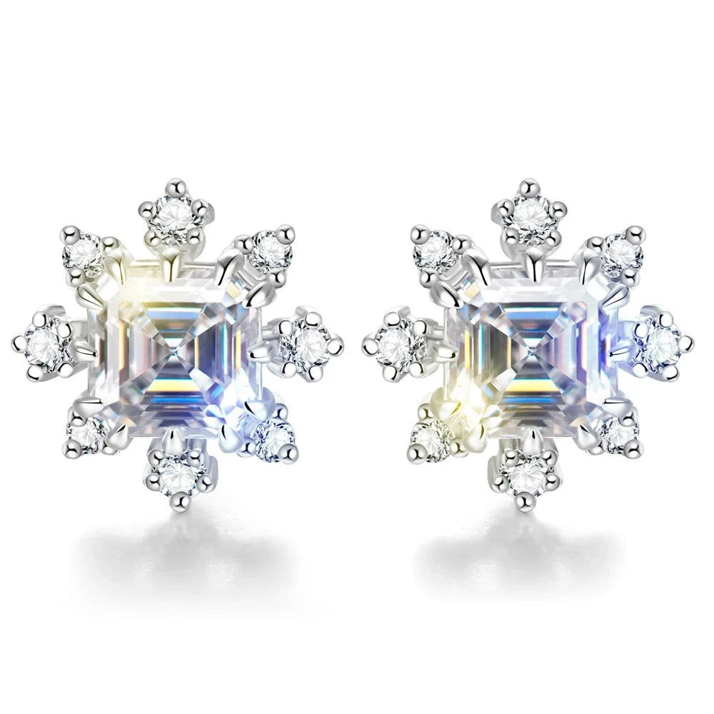 silver moissanite earrings elegant snowflake design gram moissanite for a winter-inspired look