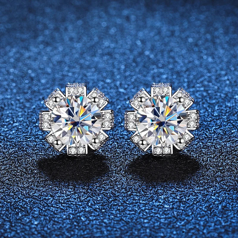 silver moissanite round earrings simple yet elegant round-cut moissanite studs infinity diamond jewellery
