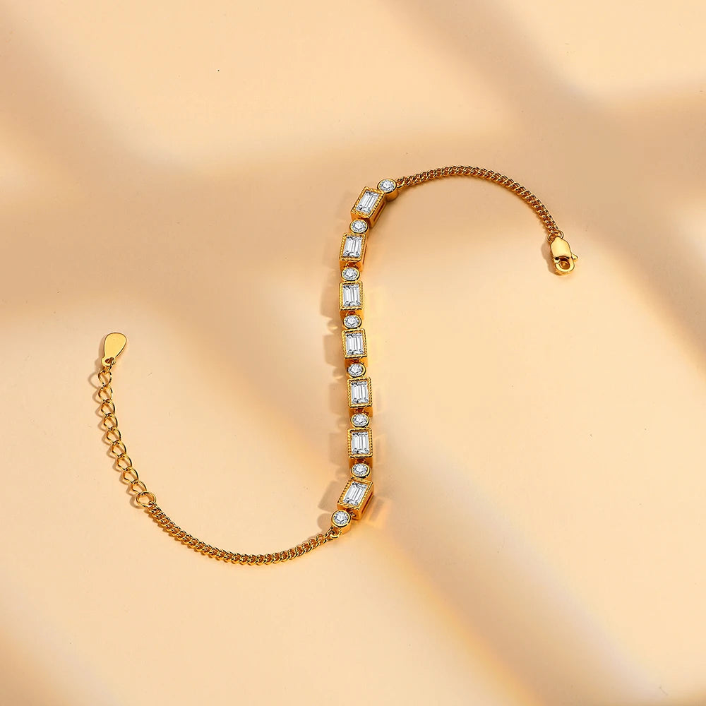 Beautiful diamond alternative bracelet made with dazzling moissanite stones.
