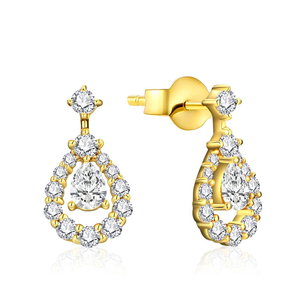 Timeless gold moissanite stud earrings for a refined and sophisticated look.