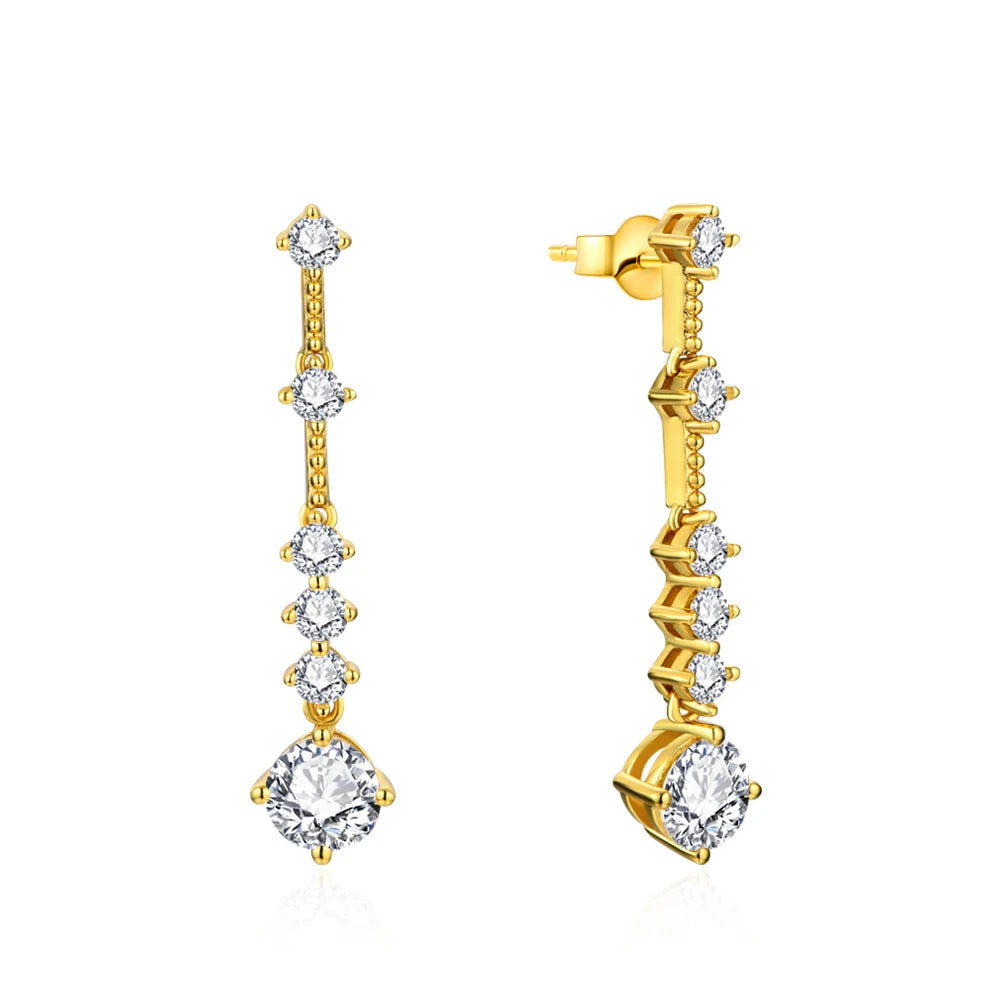 classic gold moissanite teardrop earrings with a sleek and graceful silhouette.