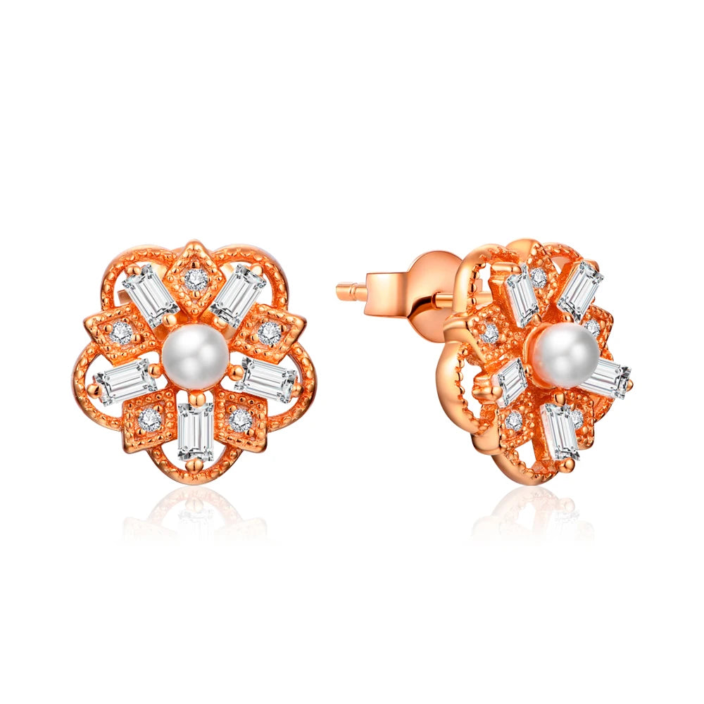 gold moissanite earrings sophisticated stud shaped as a rosebud infinity diamond jewellery for a refined look