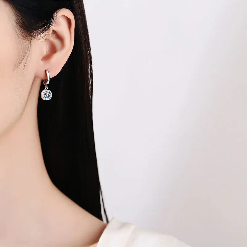silver moissanite earrings elegant drop earrings with a small stone gram moissanite for a refined look