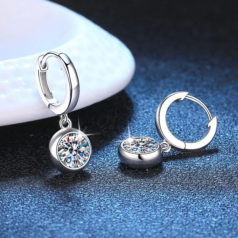 silver moissanite earrings elegant drop earrings with a small stone lab created diamonds for a dazzling effect