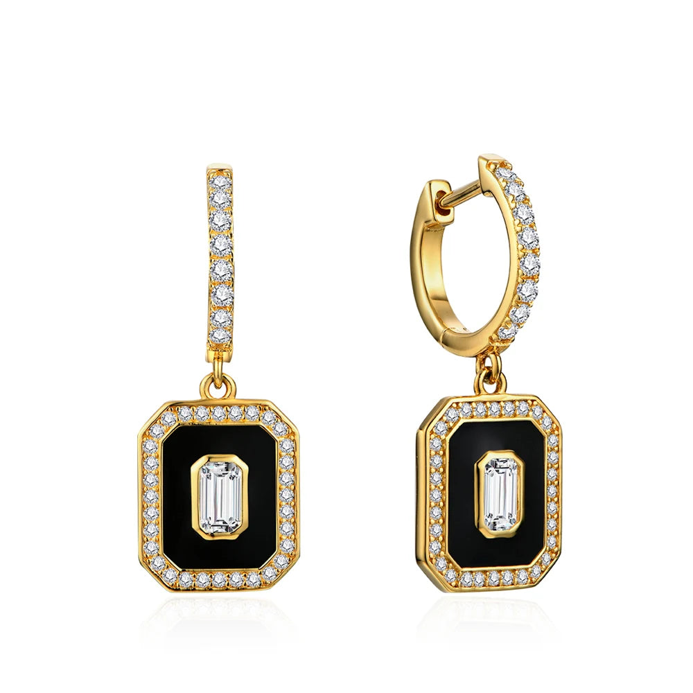 Luxurious gold moissanite drop earrings with elegant sparkle and a timeless design.